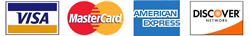Accepted Credit Cards - Visa, MasterCard, American Express, Discover